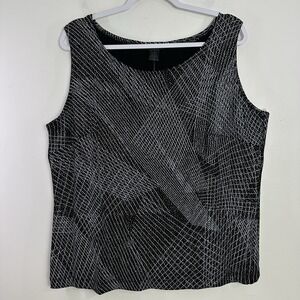 T & Company Womens Tank Top Plus‎ Size 1X Silver Metallic Black Sleeveless Party
